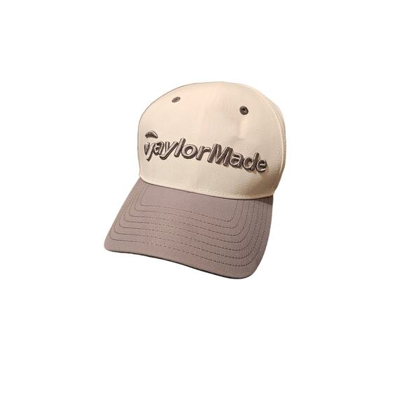 TaylorMade Golf Mens White Gray Adjustable Strapback Hat - Picture 1 of 4